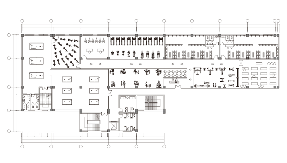 1000㎡健身房設計策劃效果圖