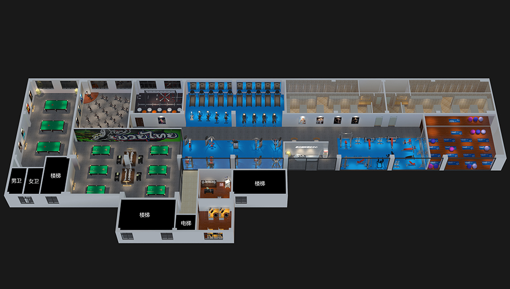 1000㎡單位職工健身房體能訓練中心配置方案