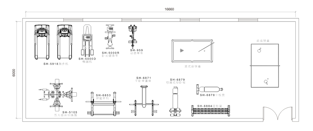 廣州惠州企業事業單位健身房設計平面圖